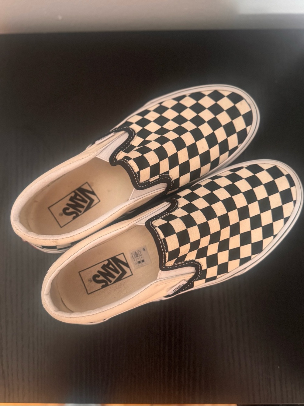 Vans size 8.5 women  Checkerboard Slip-On Sneakers - Black & White like new